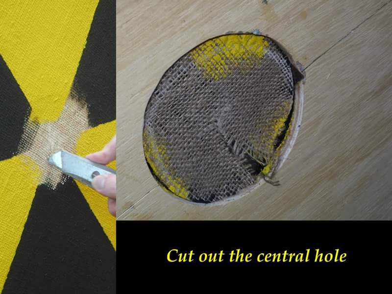 Cut out the central hole