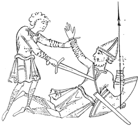 *Manuscript illustration of David and Goliath